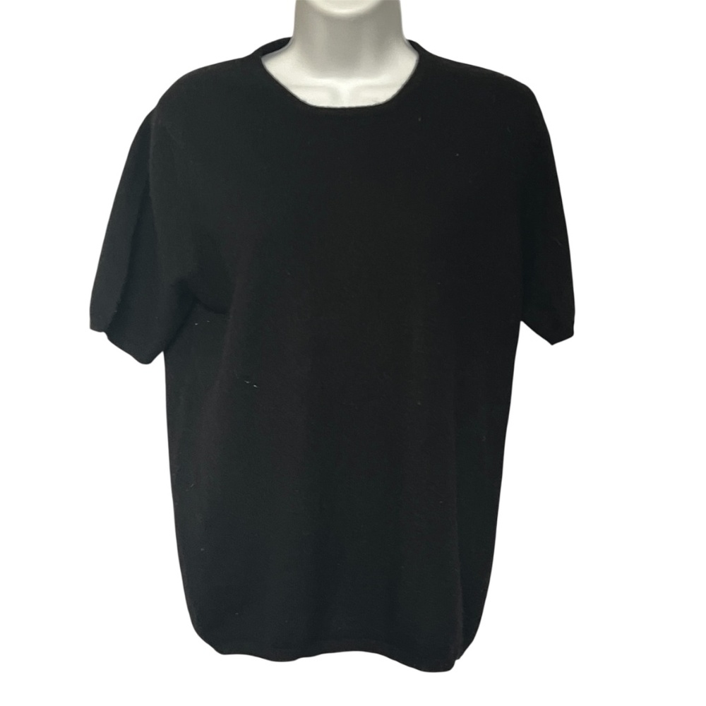 Jax Separates 100% Cashmere Sweater Short Sleeves Black Size L Vintage Hong Kong
